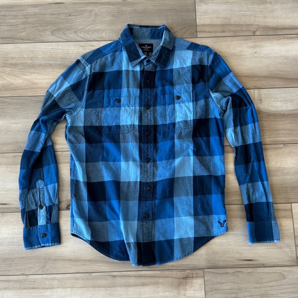 American Eagle Long Sleeve Button Down Shirt Men 100% Cotton